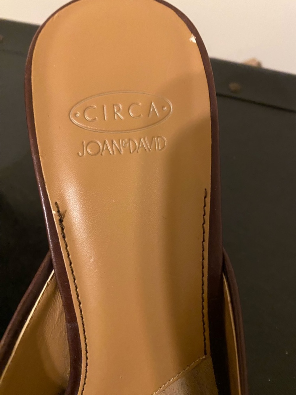 Joan & David Brown Pointed-Toe Buckle Mules Slip-on 3” Heels - Picture 7 of 8